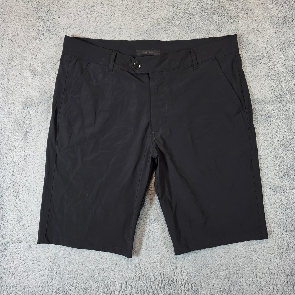 Greyson Montauk Shorts Mens 35 Black Golf Performance Technical Activewear 10"